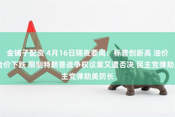 金铺子配资 4月16日隔夜要闻：标普创新高 油价持稳 金价下跌 限制特朗普战争权议案又遭否决 民主党弹劾美防长